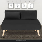 Sarantino 2-Seater Adjustable Sofa Bed Lounge Faux Velvet - Black - Furniture > Sofas