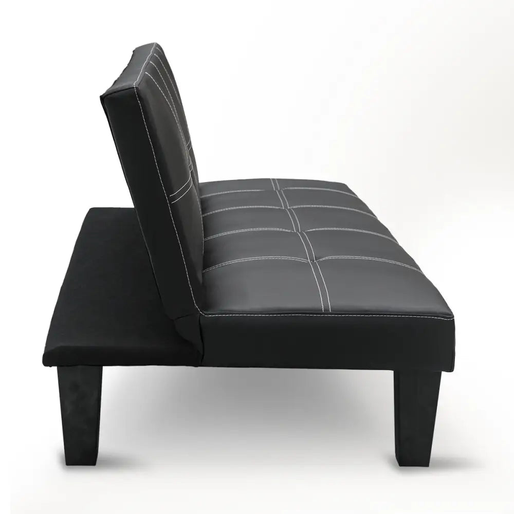 Sarantino 2 Seater Modular Faux Leather Fabric Sofa Bed Couch - Black - Furniture > Sofas