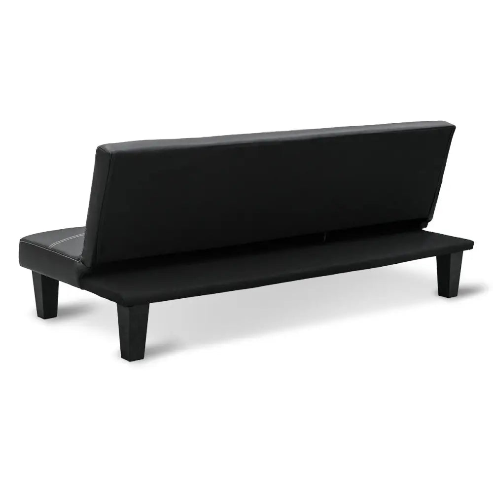 Sarantino 2 Seater Modular Faux Leather Fabric Sofa Bed Couch - Black - Furniture > Sofas