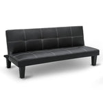 Sarantino 2 Seater Modular Faux Leather Fabric Sofa Bed Couch - Black - Furniture > Sofas