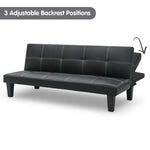 Sarantino 2 Seater Modular Faux Leather Fabric Sofa Bed Couch - Black - Furniture > Sofas