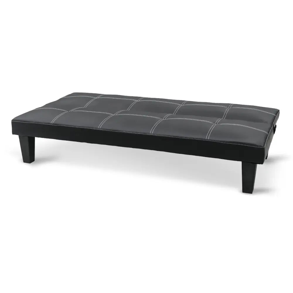 Sarantino 2 Seater Modular Faux Leather Fabric Sofa Bed Couch - Black - Furniture > Sofas