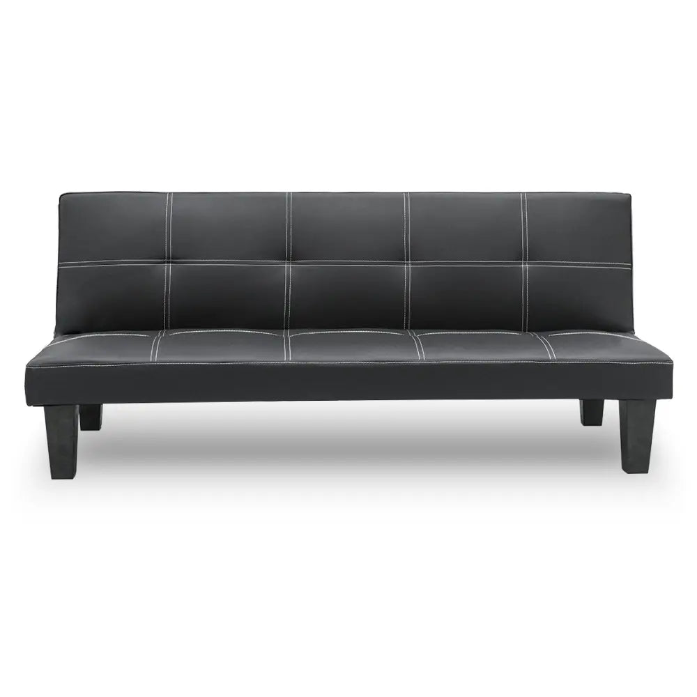 Sarantino 2 Seater Modular Faux Leather Fabric Sofa Bed Couch - Black - Furniture > Sofas