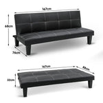 Sarantino 2 Seater Modular Faux Leather Fabric Sofa Bed Couch - Black - Furniture > Sofas