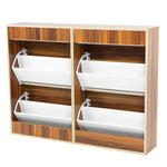Sarantino 24 Pairs Shoe Cabinet Rack Storage Cupboard Organiser Shelf Walnut Drawers Chest - Furniture > Living Room