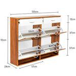 Sarantino 24 Pairs Shoe Cabinet Rack Storage Cupboard Organiser Shelf Walnut Drawers Chest - Furniture > Living Room