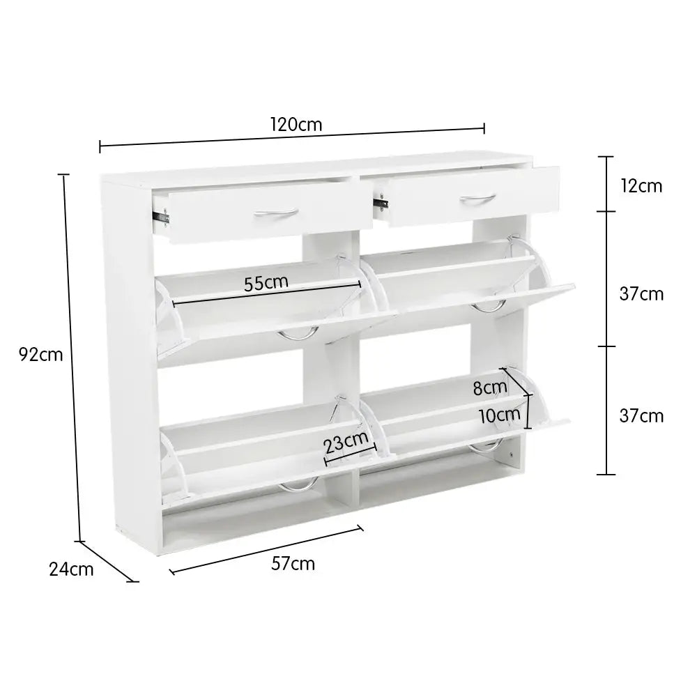 Sarantino 24 Pairs Shoe Cabinet Rack Storage Cupboard Organiser Shelf White Drawers Chest - Furniture > Living Room >