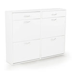 Sarantino 24 Pairs Shoe Cabinet Rack Storage Cupboard Organiser Shelf White Drawers Chest - Furniture > Living Room >
