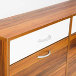 Sarantino 24 Pairs Shoe Cabinet Rack Storage Cupboard Organiser Shelf Walnut Drawers Chest - Furniture > Living Room