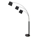 Sarantino 3-Light Arc Floor Lamp Adjustable Black 3 Shades - Home & Garden > Lighting