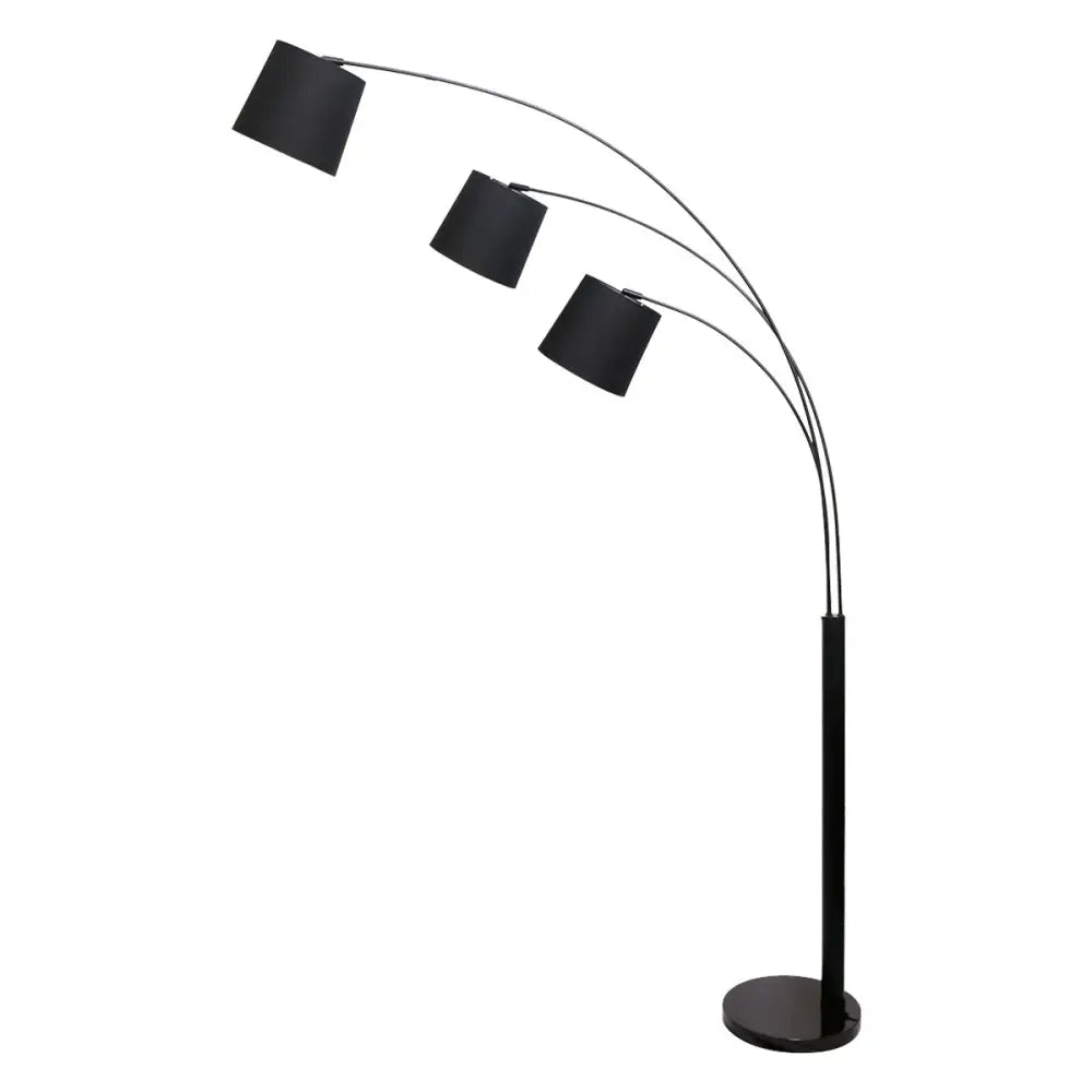 Sarantino 3-Light Arc Floor Lamp Adjustable Black 3 Shades - Home & Garden > Lighting