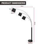 Sarantino 3-Light Arc Floor Lamp Adjustable Black 3 Shades - Home & Garden > Lighting