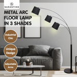 Sarantino 3-Light Arc Floor Lamp Adjustable Black 3 Shades - Home & Garden > Lighting