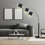 Sarantino 3-Light Arc Floor Lamp Adjustable Black 3 Shades - Home & Garden > Lighting