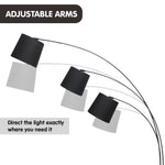 Sarantino 3-Light Arc Floor Lamp Adjustable Black 3 Shades - Home & Garden > Lighting