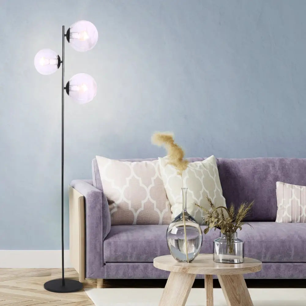 Sarantino 3-Light Black Metal Floor Lamp - Home & Garden > Lighting