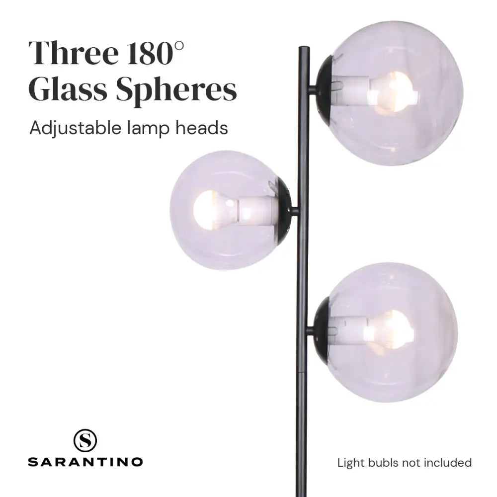 Sarantino 3-Light Black Metal Floor Lamp - Home & Garden > Lighting