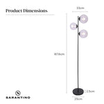 Sarantino 3-Light Black Metal Floor Lamp - Home & Garden > Lighting