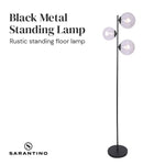 Sarantino 3-Light Black Metal Floor Lamp - Home & Garden > Lighting
