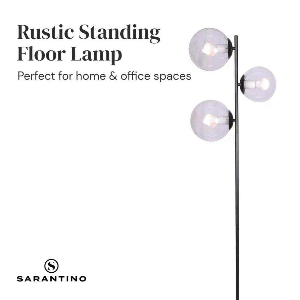 Sarantino 3-Light Black Metal Floor Lamp - Home & Garden > Lighting
