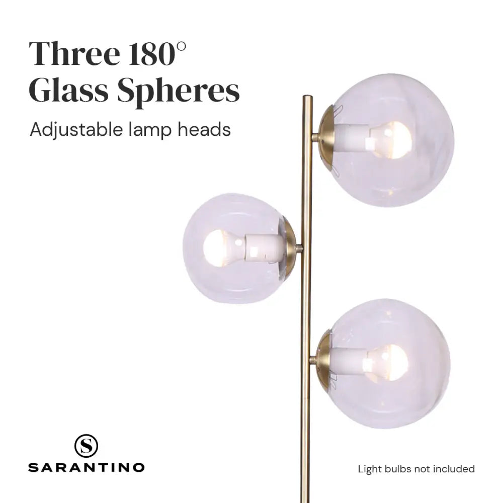 Sarantino 3-Light Gold Metal Floor Lamp with Glass Shades - Home & Garden > Lighting