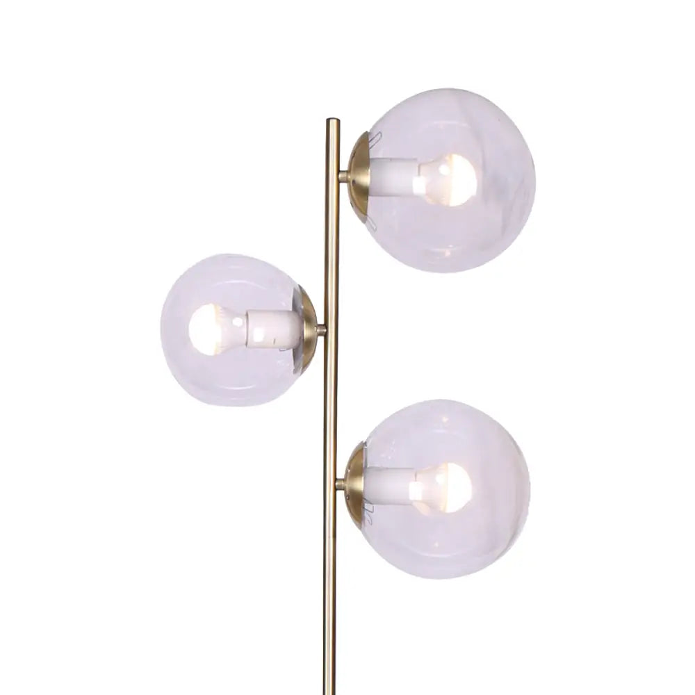 Sarantino 3-Light Gold Metal Floor Lamp with Glass Shades - Home & Garden > Lighting
