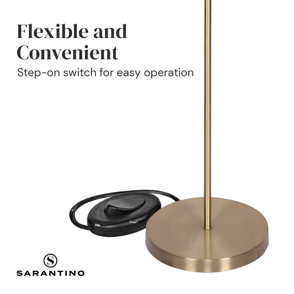Sarantino 3-Light Gold Metal Floor Lamp with Glass Shades - Home & Garden > Lighting