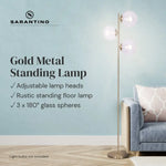 Sarantino 3-Light Gold Metal Floor Lamp with Glass Shades - Home & Garden > Lighting