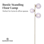 Sarantino 3-Light Gold Metal Floor Lamp with Glass Shades - Home & Garden > Lighting