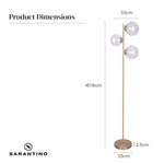 Sarantino 3-Light Gold Metal Floor Lamp with Glass Shades - Home & Garden > Lighting