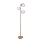 Sarantino 3-Light Gold Metal Floor Lamp with Glass Shades - Home & Garden > Lighting