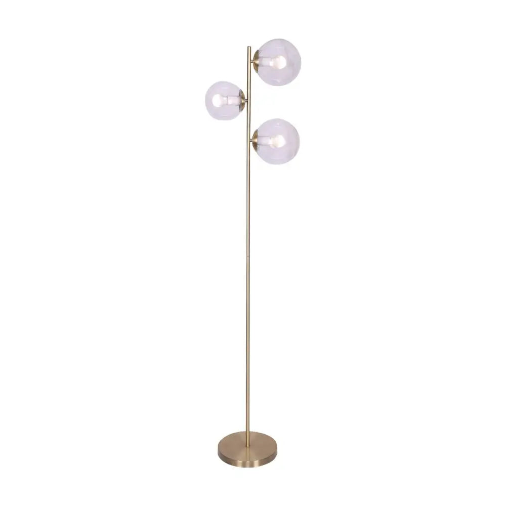 Sarantino 3-Light Gold Metal Floor Lamp with Glass Shades - Home & Garden > Lighting