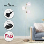 Sarantino 3-Light Gold Metal Floor Lamp with Glass Shades - Home & Garden > Lighting