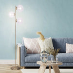 Sarantino 3-Light Gold Metal Floor Lamp with Glass Shades - Home & Garden > Lighting
