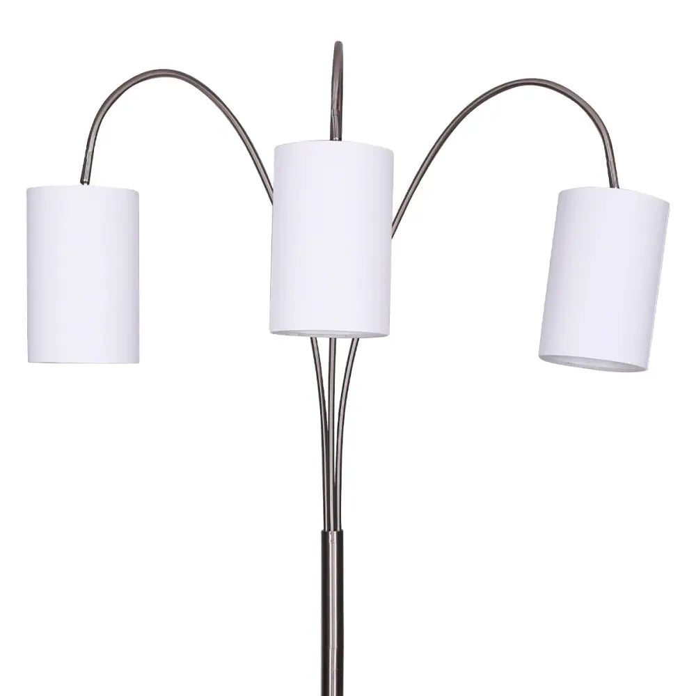 Sarantino 3-Light Metal Arc Floor Lamp - Nickel & Marble Finish - Home & Garden > Lighting
