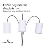 Sarantino 3-Light Metal Arc Floor Lamp - Nickel & Marble Finish - Home & Garden > Lighting
