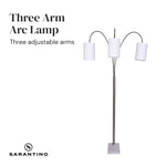 Sarantino 3-Light Metal Arc Floor Lamp - Nickel & Marble Finish - Home & Garden > Lighting