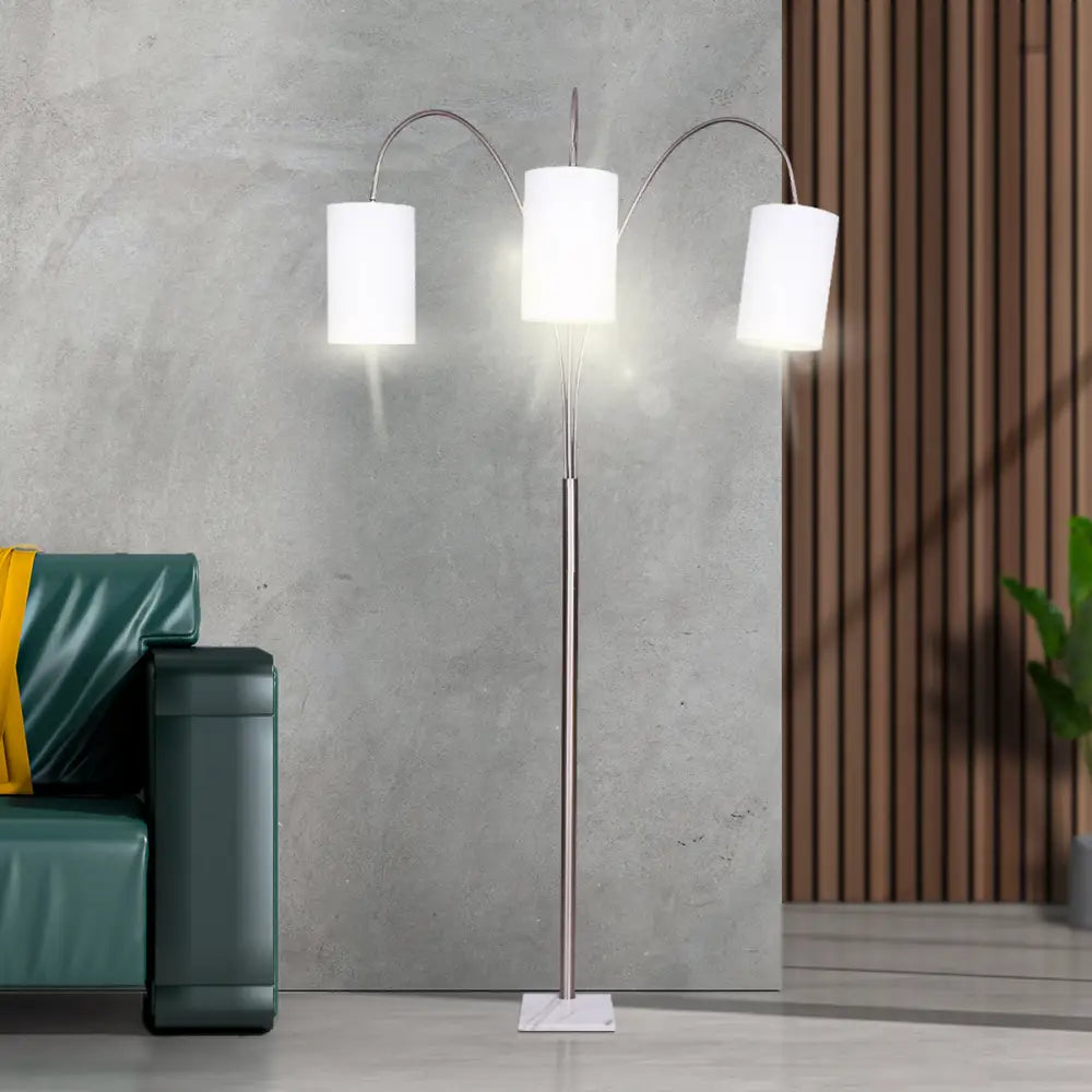 Sarantino 3-Light Metal Arc Floor Lamp - Nickel & Marble Finish - Home & Garden > Lighting