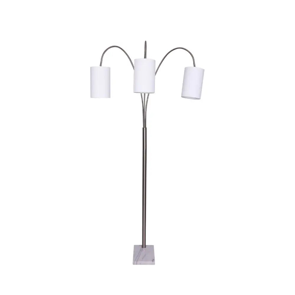 Sarantino 3-Light Metal Arc Floor Lamp - Nickel & Marble Finish - Home & Garden > Lighting
