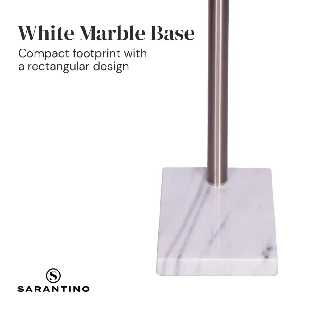 Sarantino 3-Light Metal Arc Floor Lamp - Nickel & Marble Finish - Home & Garden > Lighting