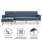 Sarantino 3-Seater Corner Sofa Bed with Chaise Lounge - Blue - Furniture > Sofas