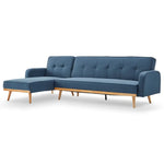 Sarantino 3-Seater Corner Sofa Bed with Chaise Lounge - Blue - Furniture > Sofas