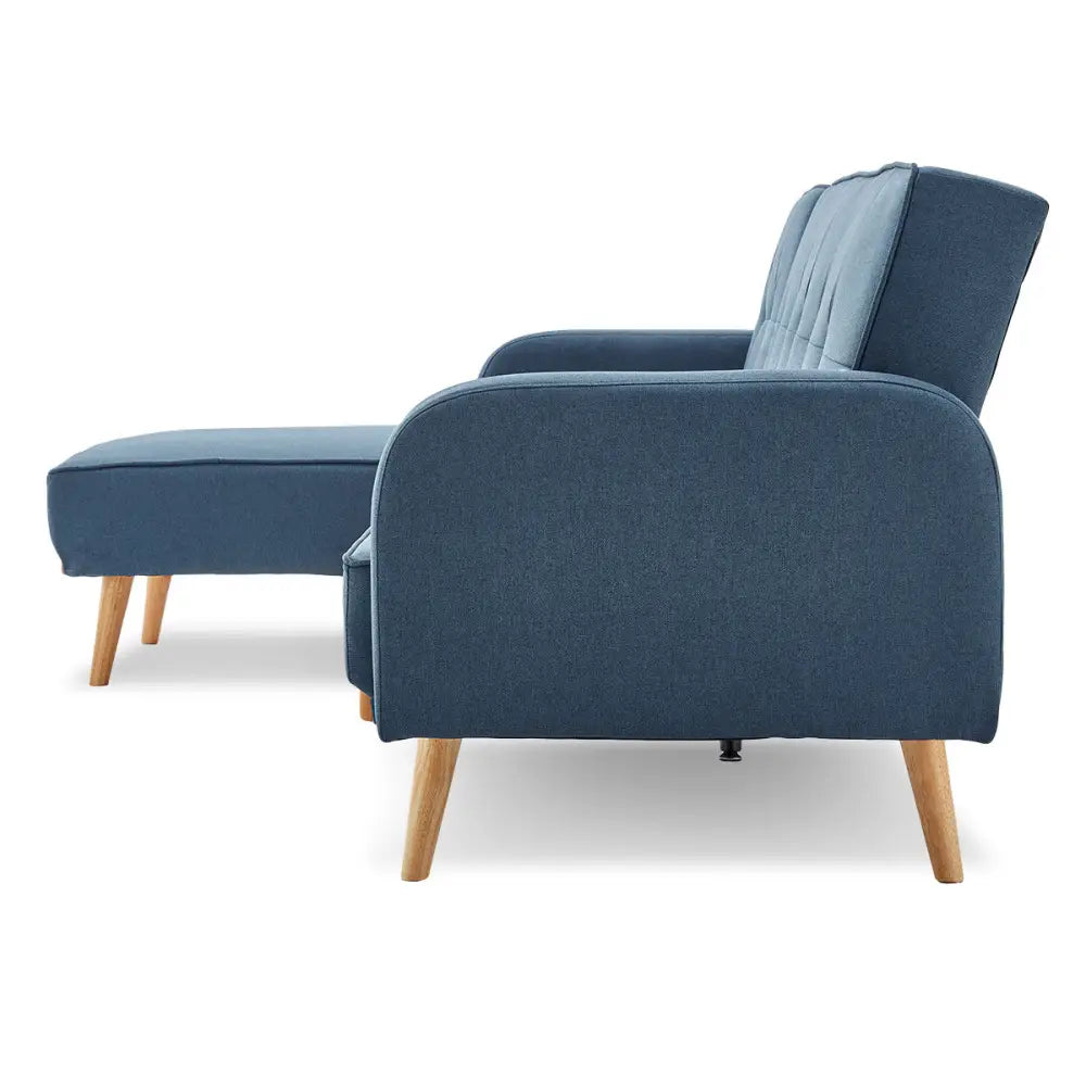 Sarantino 3-Seater Corner Sofa Bed with Chaise Lounge - Blue - Furniture > Sofas
