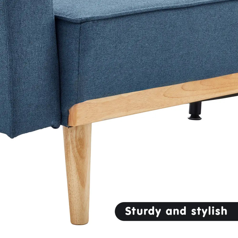 Sarantino 3-Seater Corner Sofa Bed with Chaise Lounge - Blue - Furniture > Sofas