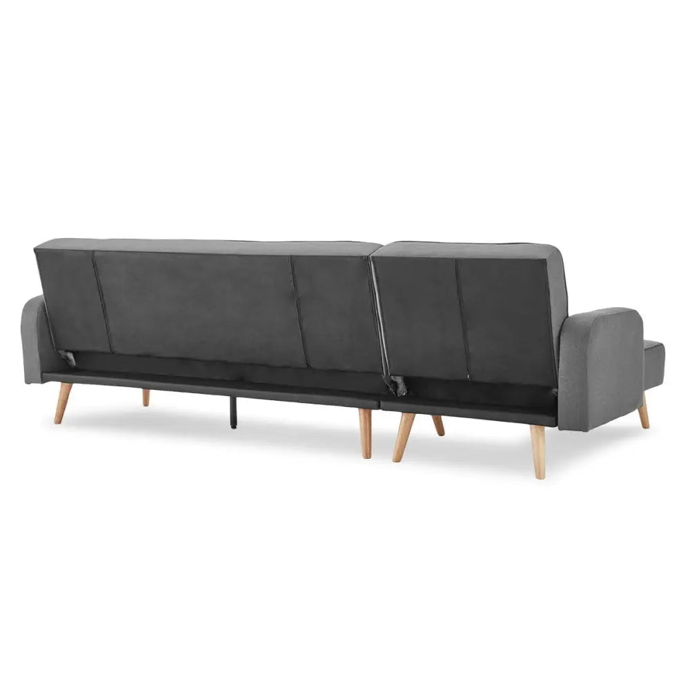 Sarantino 3-Seater Corner Sofa Bed with Chaise Lounge - Dark Grey - Furniture > Sofas