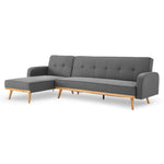 Sarantino 3-Seater Corner Sofa Bed with Chaise Lounge - Dark Grey - Furniture > Sofas