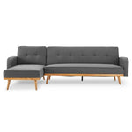 Sarantino 3-Seater Corner Sofa Bed with Chaise Lounge - Dark Grey - Furniture > Sofas
