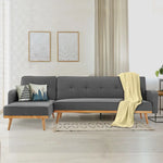 Sarantino 3-Seater Corner Sofa Bed with Chaise Lounge - Dark Grey - Furniture > Sofas