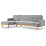 Sarantino 3-Seater Corner Sofa Bed with Chaise Lounge - Light Grey - Furniture > Bar Stools & Chairs > Arm Chairs &
