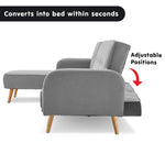 Sarantino 3-Seater Corner Sofa Bed with Chaise Lounge - Light Grey - Furniture > Bar Stools & Chairs > Arm Chairs &